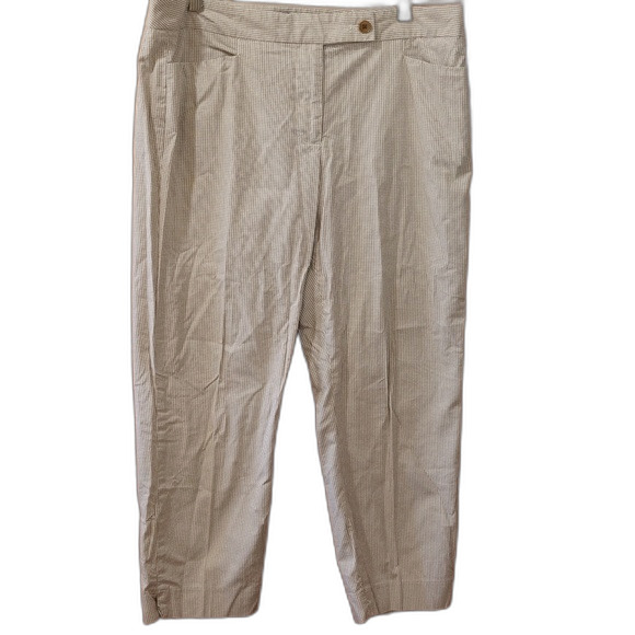 Talbots Tan Gingham Plaid Capri Pants Cotton Spandex 12 Bleach Project - Picture 2 of 12